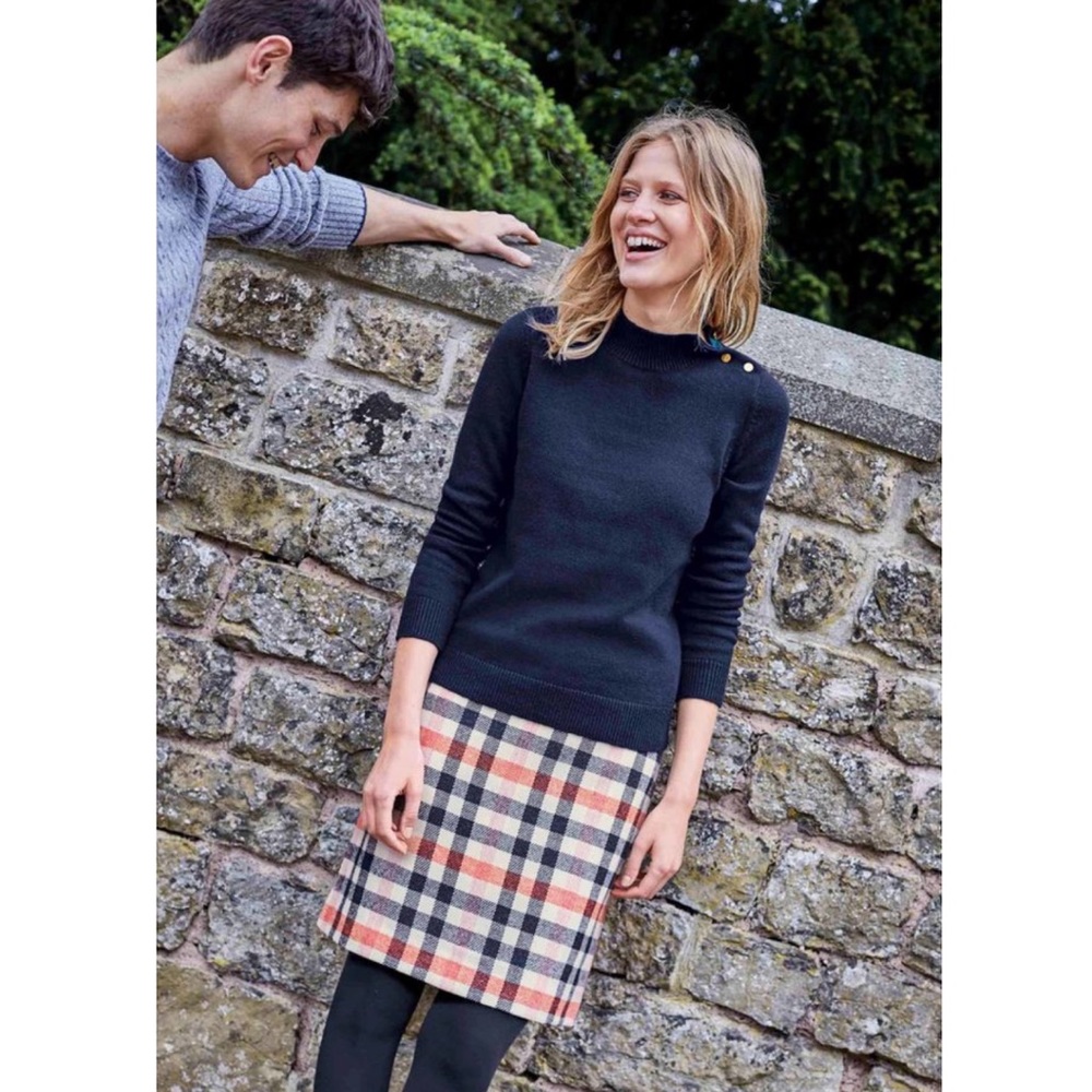 Boden British Tweed by Mallalieus Plaid Skirt 10 Long
